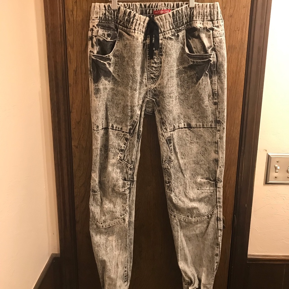 WT 02 Acid Wash Jeans Size XL with Draw String